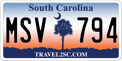 SC license plate MSV794
