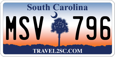 SC license plate MSV796