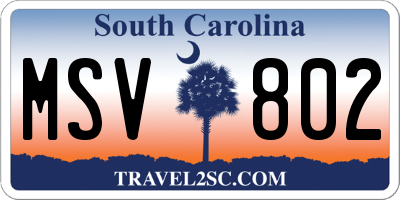 SC license plate MSV802
