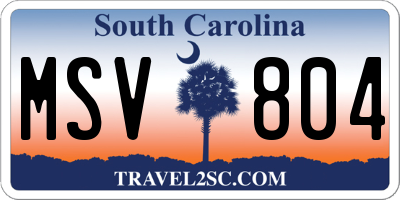 SC license plate MSV804