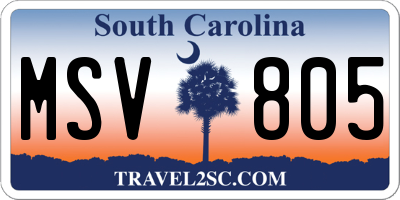 SC license plate MSV805