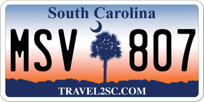SC license plate MSV807