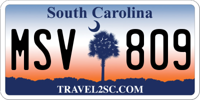 SC license plate MSV809