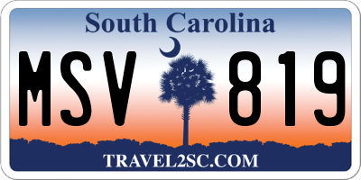 SC license plate MSV819