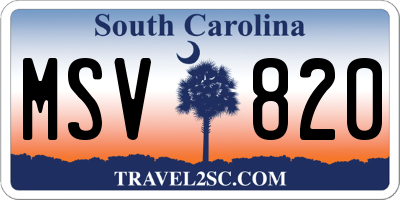 SC license plate MSV820