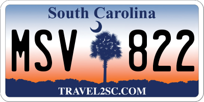 SC license plate MSV822
