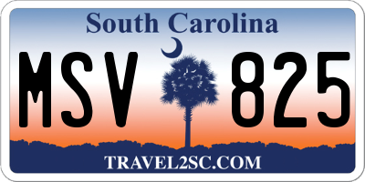SC license plate MSV825