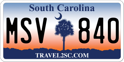 SC license plate MSV840