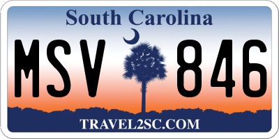 SC license plate MSV846