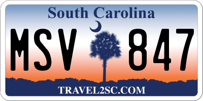 SC license plate MSV847