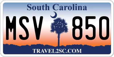 SC license plate MSV850