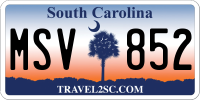 SC license plate MSV852