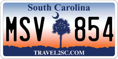SC license plate MSV854
