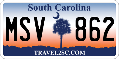 SC license plate MSV862