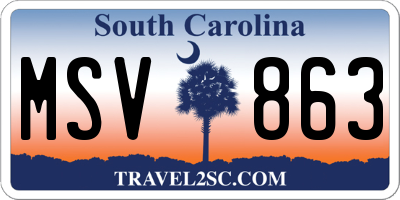 SC license plate MSV863