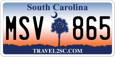SC license plate MSV865