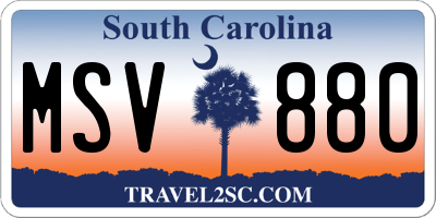 SC license plate MSV880
