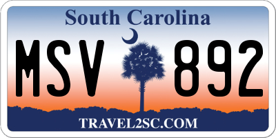 SC license plate MSV892