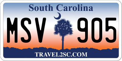 SC license plate MSV905