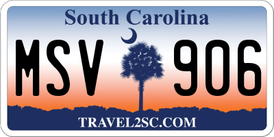 SC license plate MSV906