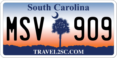 SC license plate MSV909