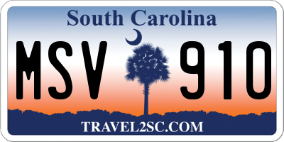 SC license plate MSV910