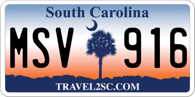 SC license plate MSV916