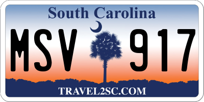 SC license plate MSV917