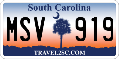 SC license plate MSV919
