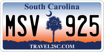 SC license plate MSV925
