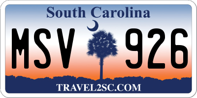 SC license plate MSV926