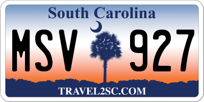 SC license plate MSV927
