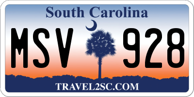 SC license plate MSV928