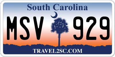 SC license plate MSV929
