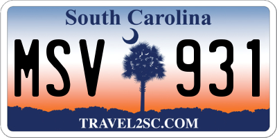 SC license plate MSV931