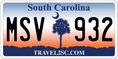 SC license plate MSV932