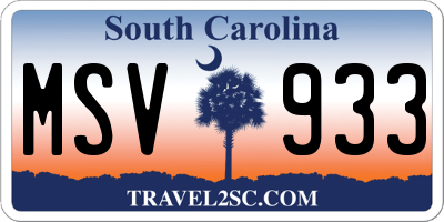 SC license plate MSV933