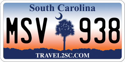 SC license plate MSV938