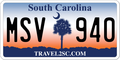 SC license plate MSV940