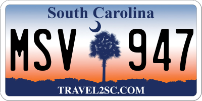 SC license plate MSV947