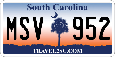 SC license plate MSV952