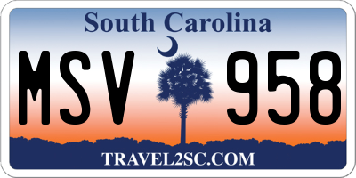 SC license plate MSV958