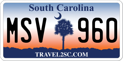 SC license plate MSV960