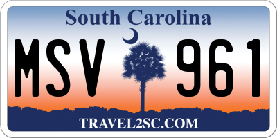 SC license plate MSV961