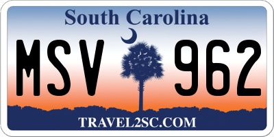 SC license plate MSV962