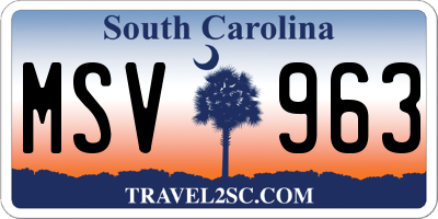 SC license plate MSV963