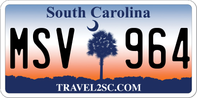 SC license plate MSV964