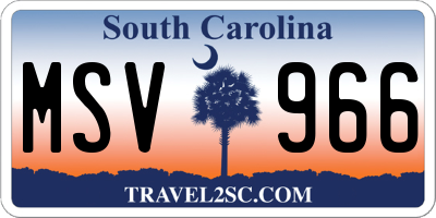 SC license plate MSV966