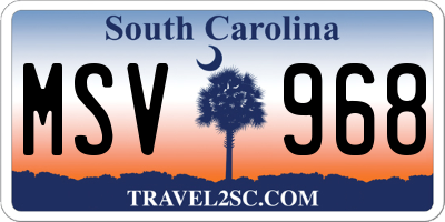 SC license plate MSV968