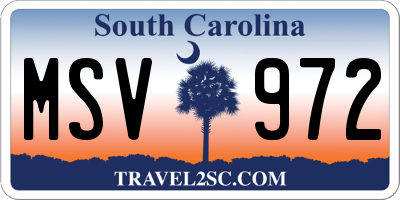 SC license plate MSV972